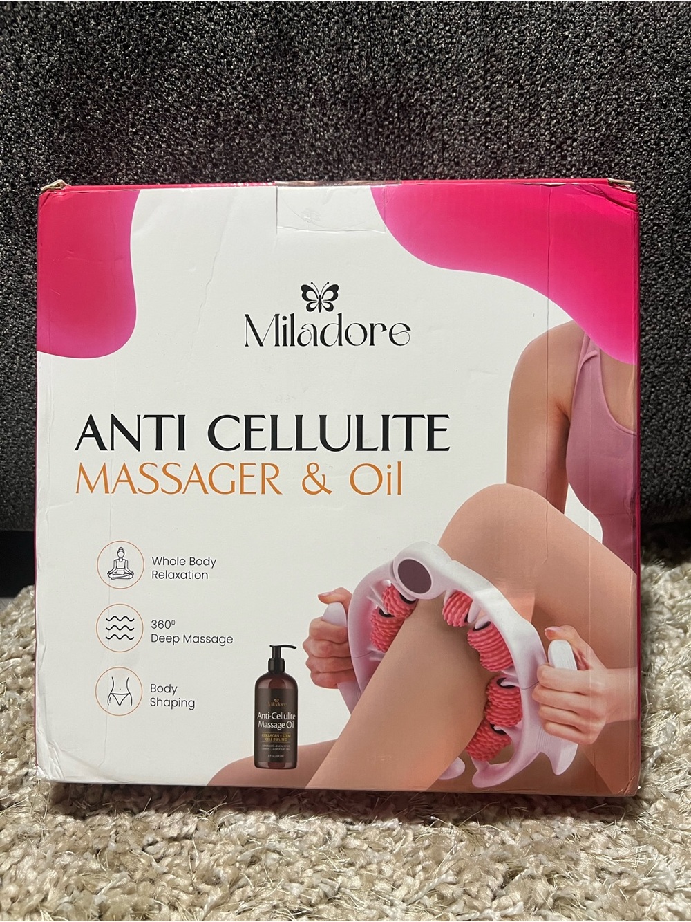 Miladore Anti-Cellulite Roller Massager with Pink Rollers